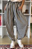 The Sunday Morning Stripe Twist Pant Black Ecru